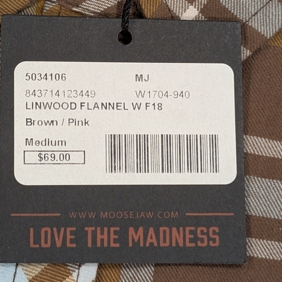 Moosejaw Mountaineering Linwood Flannel Shirt Women's Medium Brown Plaid NWT - Picture 6 of 11